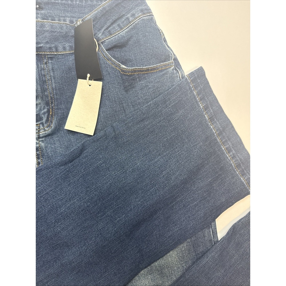 Flamingals Womens Wide Leg Jeans Dark Wash Double Button Stretch Denim Size M - Picture 4 of 10